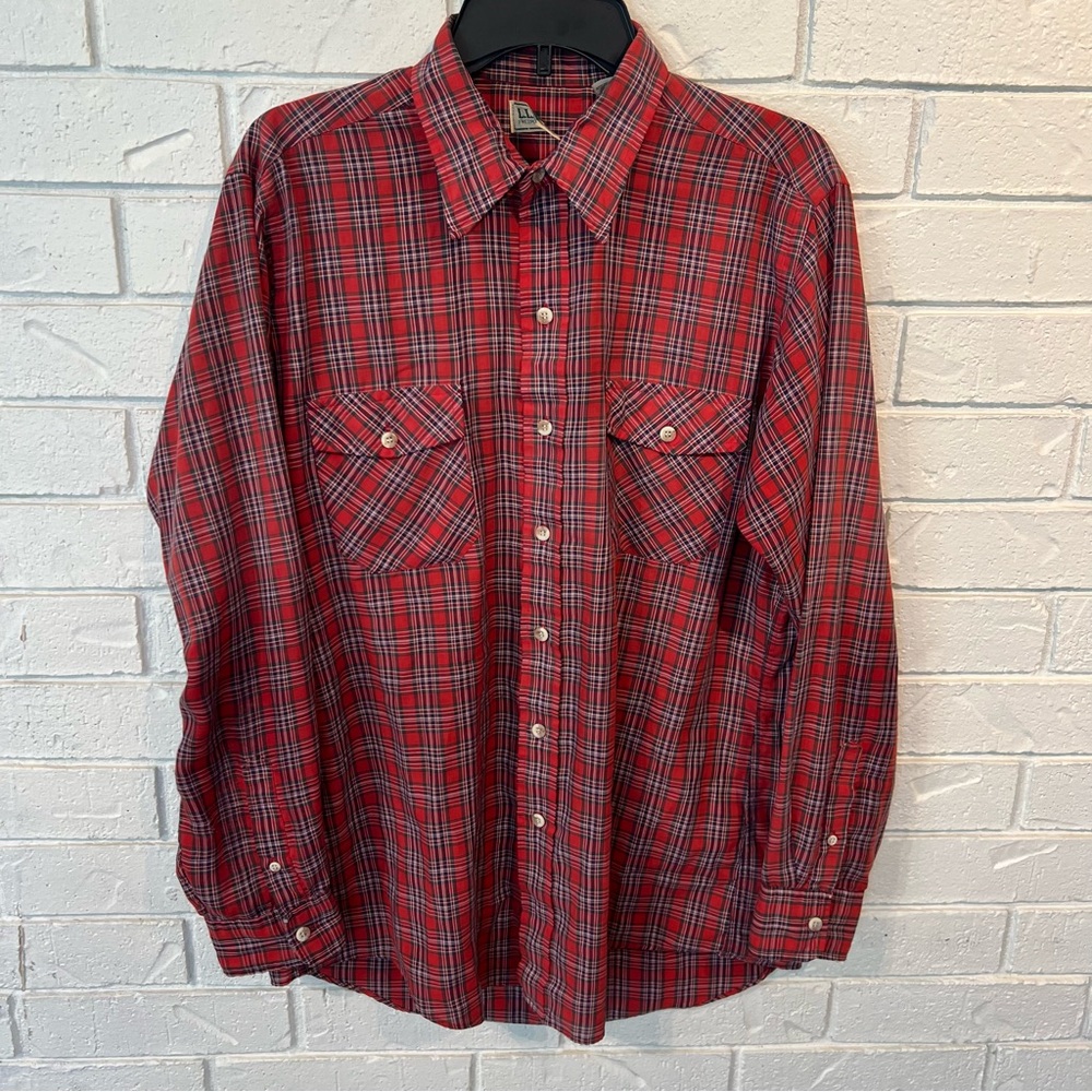 Vintage 80s 90s L.L. Bean Red Plaid Buttondown Shirt Mens L